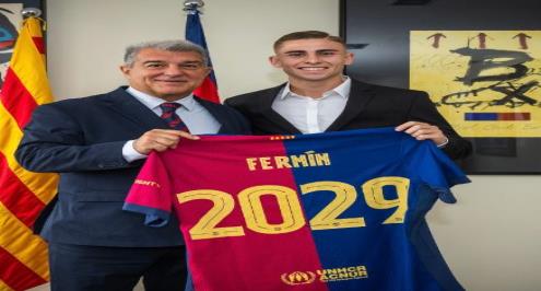 رسميًا.. برشلونة يعلن تمديد عقد فيرمين لوبيز حتى 2029 